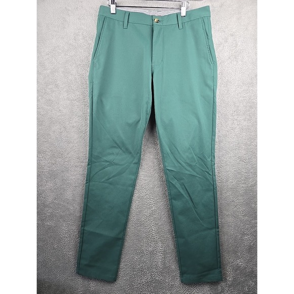 Rhone Tech Chino Pant Men 31x33 Green Straight Golf Stretch Commute Slim‎ - Picture 1 of 10